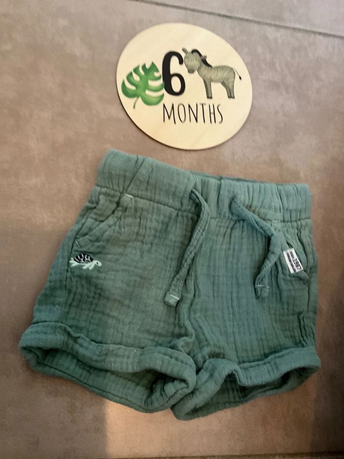 Sergent major 6 mois bleu short garçon gaze de coton - photo numéro 3