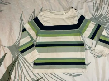 T-shirt manches longues marinière, bleu vert Orchestra