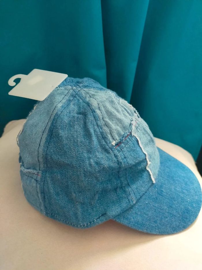Casquette en jean brut style patchwork - plusieurs tailles : 54 et 56 - photo numéro 3