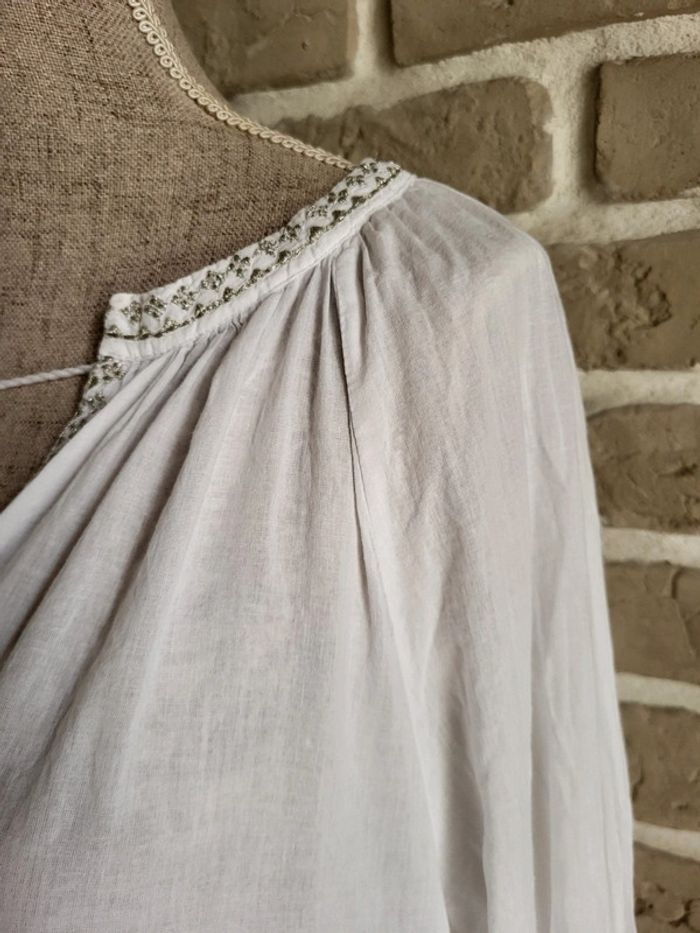 Blouse bohème blanche et broderies argentées Noa Noa - 100% coton - photo numéro 4