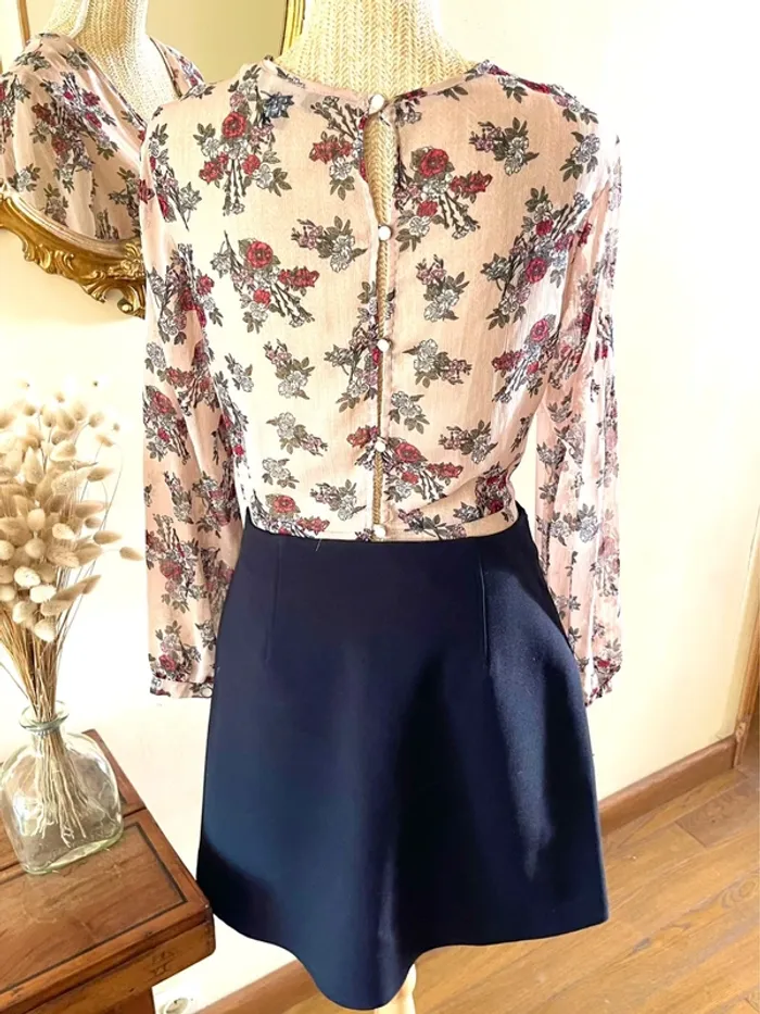 Sublime blouse chemise fluide chic fluide Haut Transparent Floral - photo numéro 5