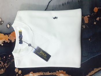 Sweat col rond RALPH LAUREN - Taille XL - Couleur blanc logo brodé noir - NEUF