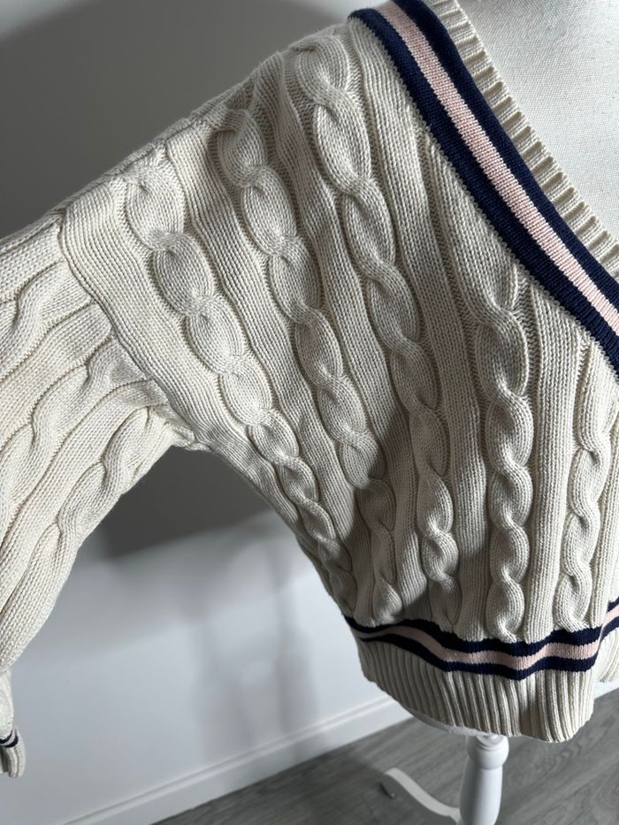 Pull en mailles torsades blanc crème Ralph Lauren T40 L - photo numéro 10