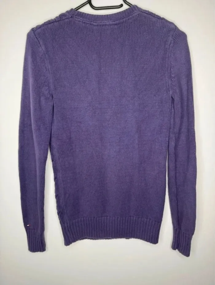 💜 Magnifique Pull col Bateau Tommy Hilfiger / violet Torsadé - T/S - photo numéro 8
