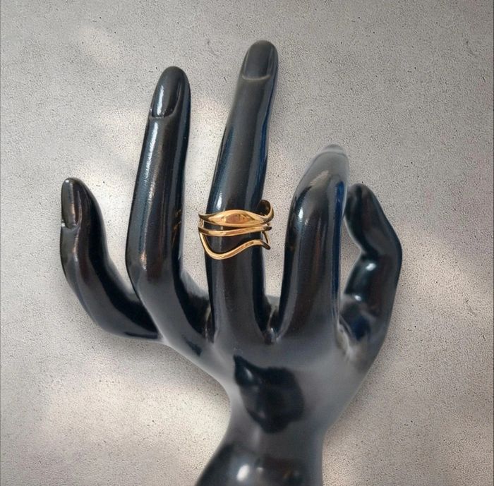 Bague multi-rang ajustable en acier inoxydable dorée neuve - photo numéro 2