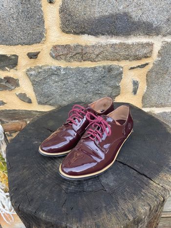 Derbies en cuir bordeaux - La halle 