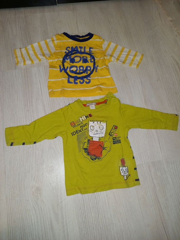 Lot de 2 t-shirts ML garçon 6 mois