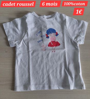 T-shirt cadet roussel  fille 6mois 