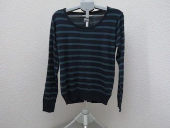 pull rayé tissaia basics bleu marine et vert