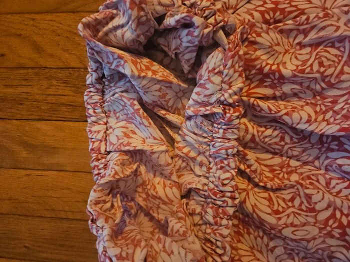 Jupe longue légère à volants, motif bohème, rouge et blanc, taille S/M - photo numéro 6