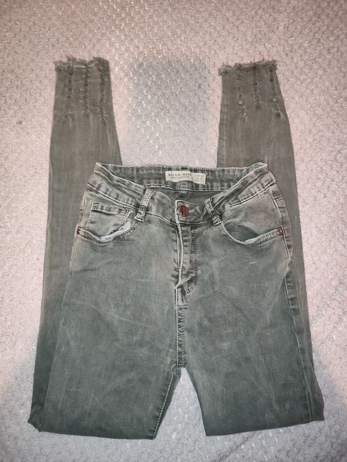 Jean skinny vert kaki clair