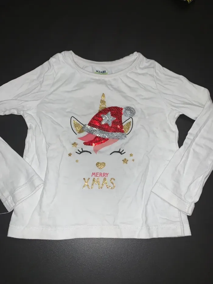 T-shirt de Noël sequins licorne taille 3 ans