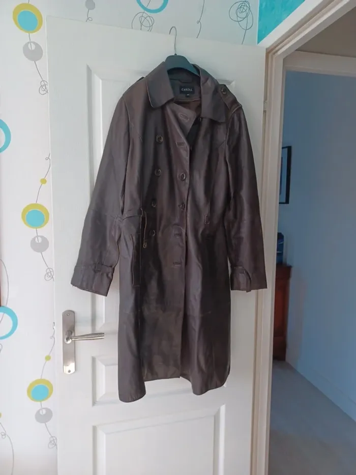 Veste longue cuir doublée - photo numéro 2