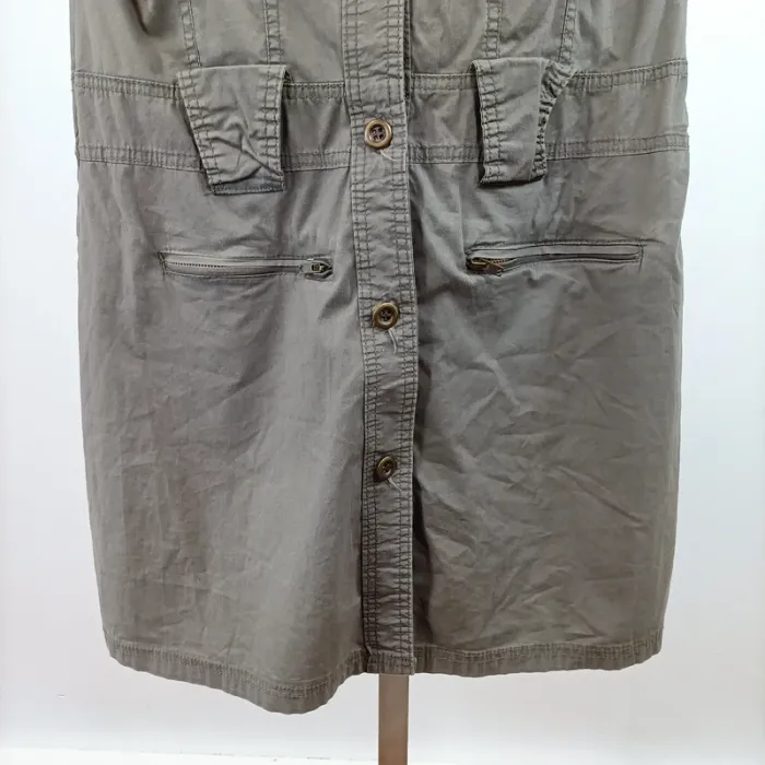 Robe saharienne kaki gris style militaire Zoe taille 40 coton 100 % poches et écussons A1490 - photo numéro 9