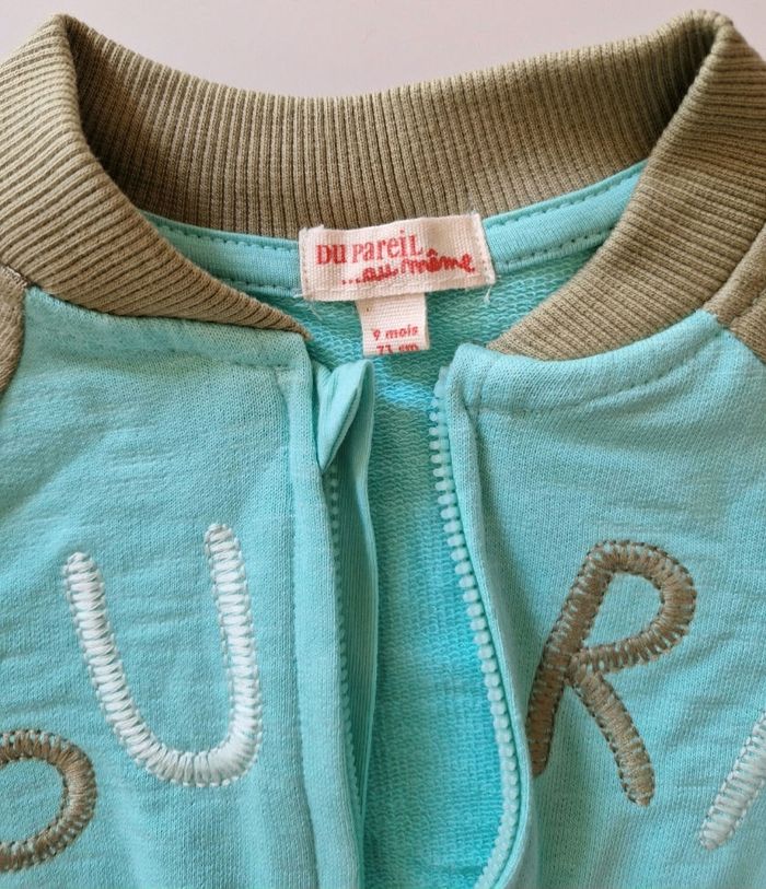 Pull bleu turquoise "Surf" Du Pareil au même 9 mois - photo numéro 2