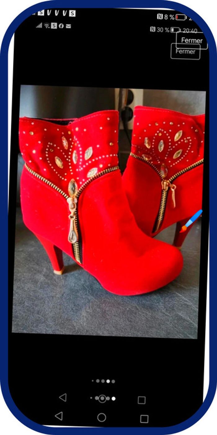 superbe bottine rouge neuve taille 36 - photo numéro 7