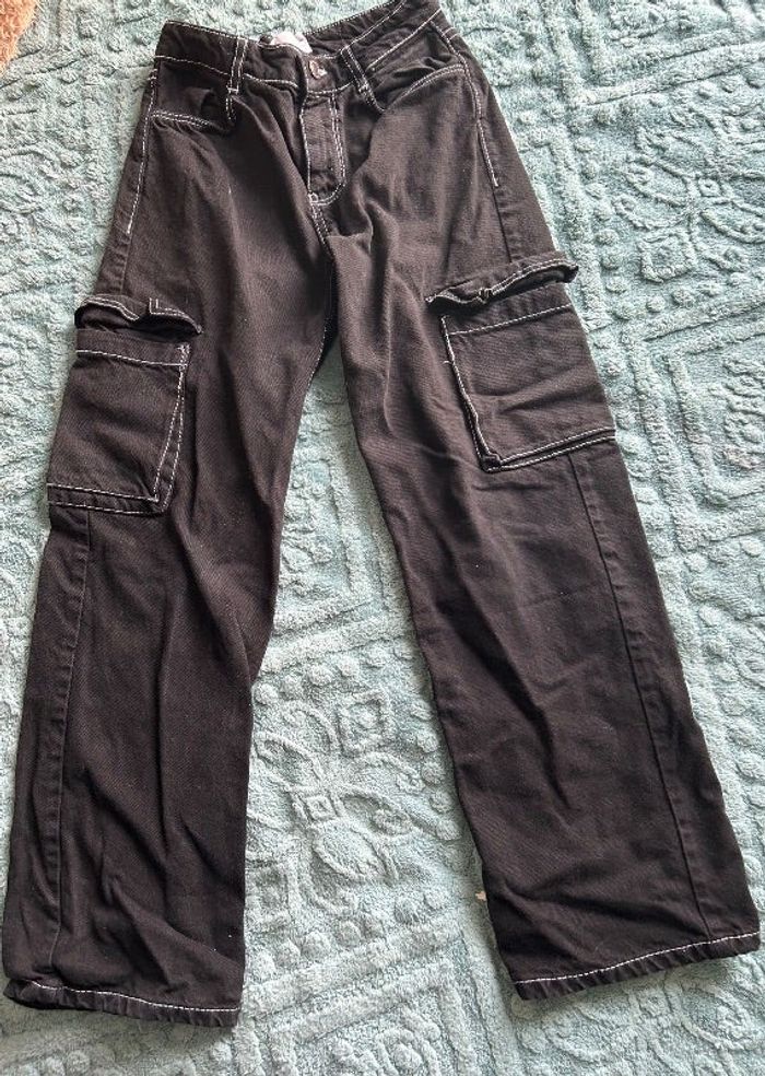 Pantalon cargo noir Fille 10-12 ans