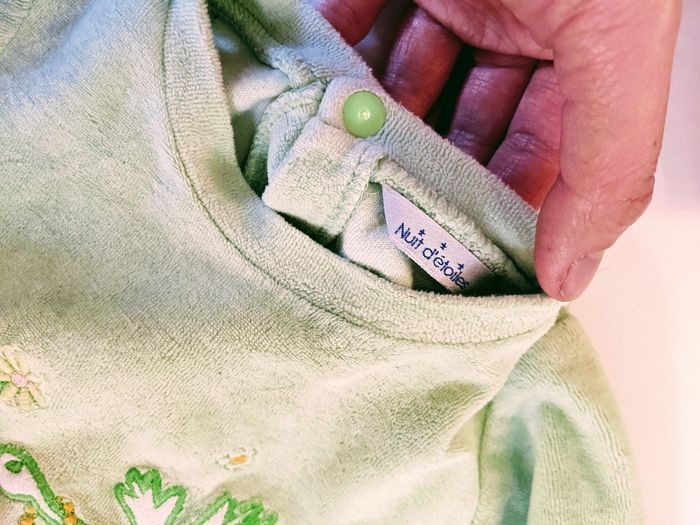 Pyjama grenouillère dors-bien velours vert clair broderie 12 mois 74 cm - photo numéro 4