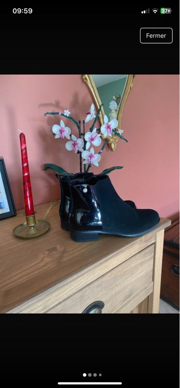 Bottine noires velours et vernis 