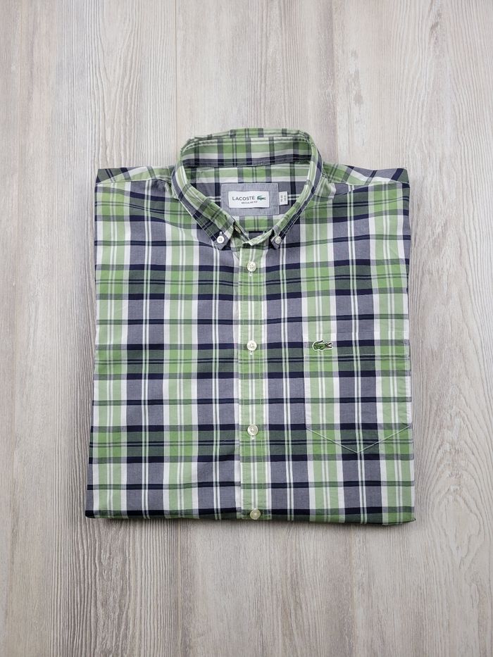 Chemise Lacoste homme – Carreaux vert & bleu – Taille M (FR40) – Excellent état