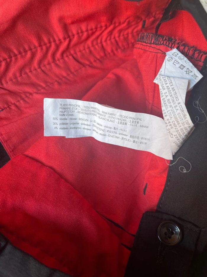 Pantalon à pince noir et rouge Zara 38 - photo numéro 6