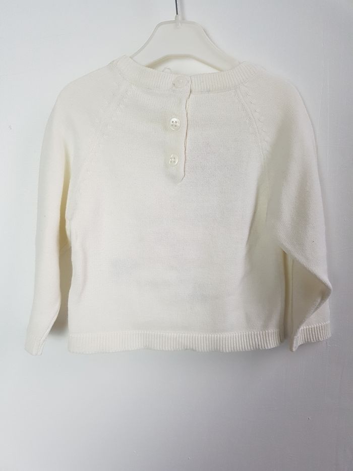 Pull hiver blanc motif patineuse rose 6 mois - photo numéro 2