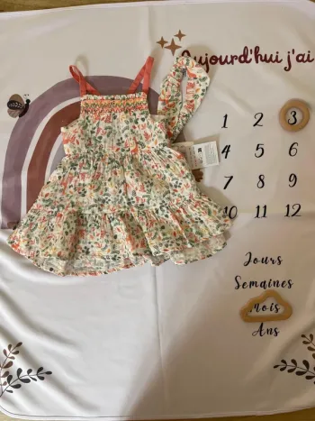 Robe + bandeau bébé fille – 3 mois / 60 cm – Orchestra 🦁(neuf avec étiquette)