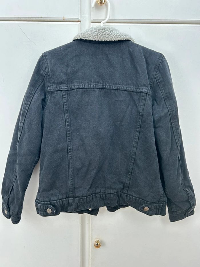 Veste en jeans noir avec moumoute au col - berskha taille xs - photo numéro 3