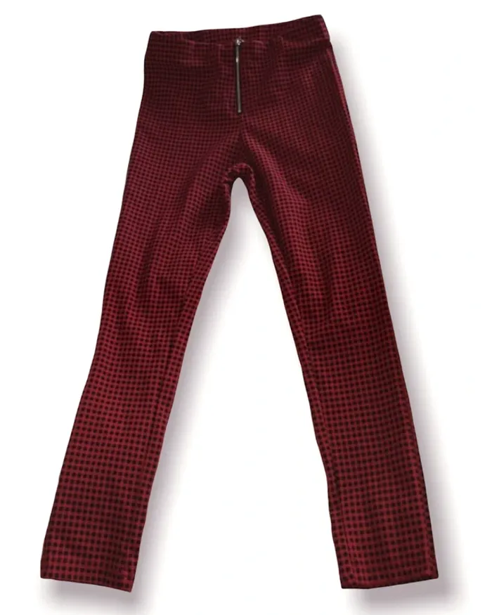 Pantalon à petits carreaux rouge et noir - photo numéro 2
