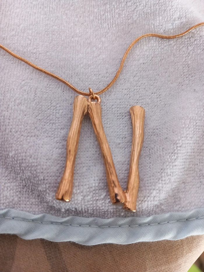 👧tour du cou collier métal lettre N - photo numéro 2