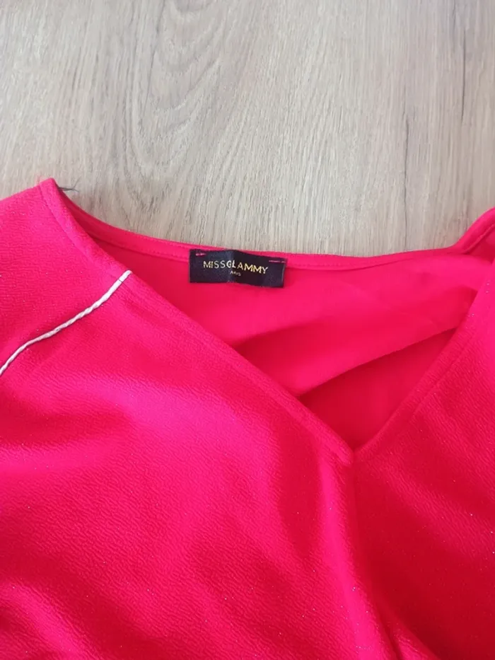 Robe rouge T42 manche en tule - photo numéro 4