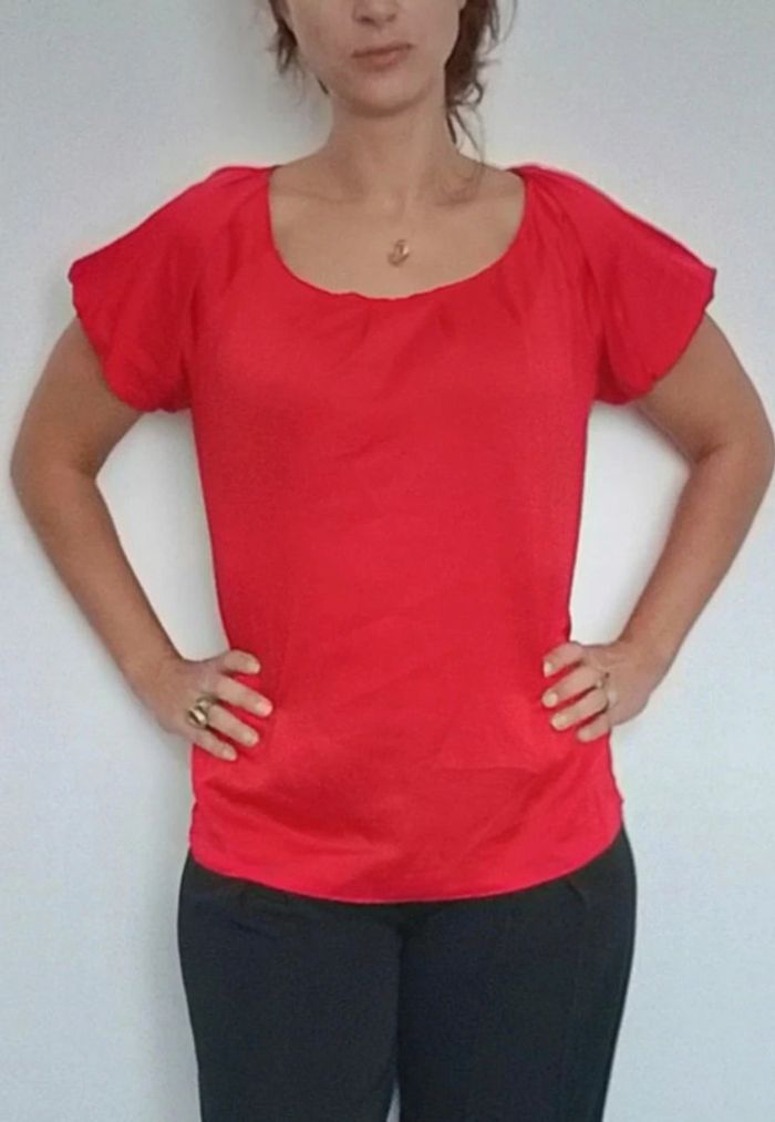 Blouse chic satin rouge taille 42 - photo numéro 3