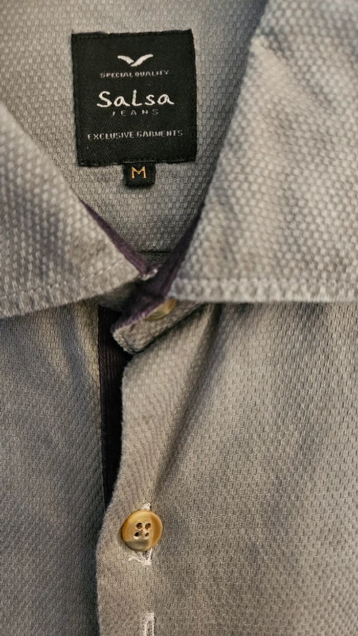 Chemise homme, gris coudes violet, taille M, Salsa Jeans - photo numéro 2