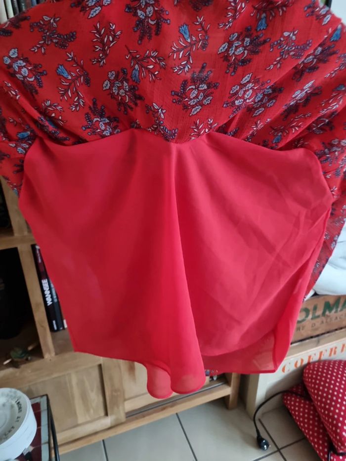Chemisier Orfeo rouge en voile  M/L - photo numéro 5