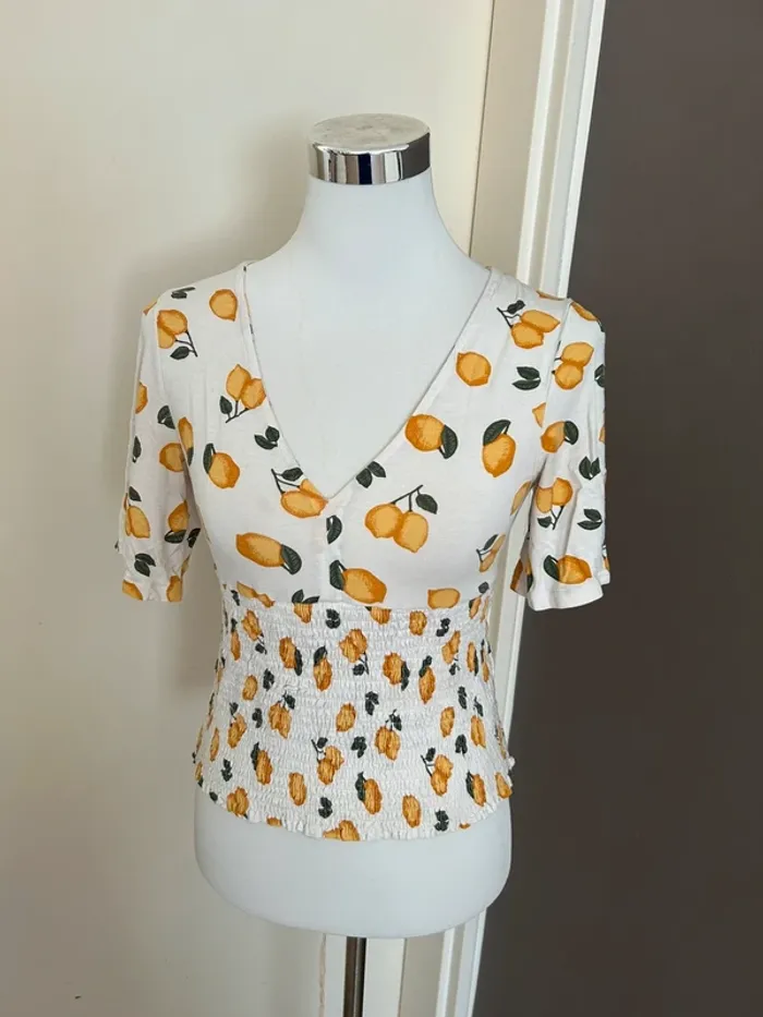 Ichi top haut été imprimée citron femme,taille S/36