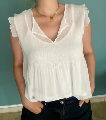 Blouse Blanche Doublée à Volants 38