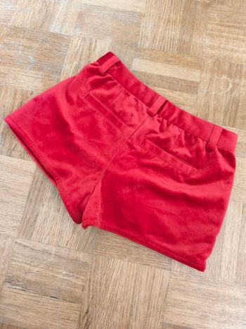 Short 4 ans hiver fille velours rouge Okaïdi taille réglable par boutons avec poches et passants