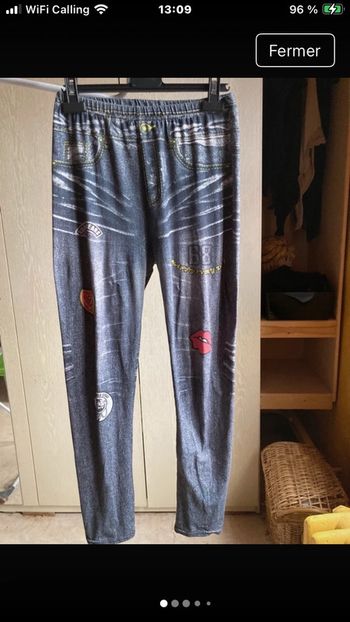 Superbe legging jeans avec stickers style USA taille unique