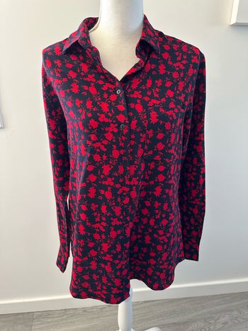 Chemisier à fleurs rouge et bleu marine Mango T38 M