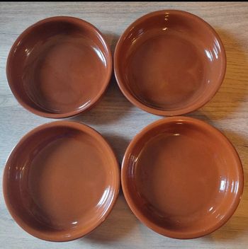 Lot De 4 Ramequins Rondes En Terre Cuite Spécial Pour Four Ou Micro-ondes