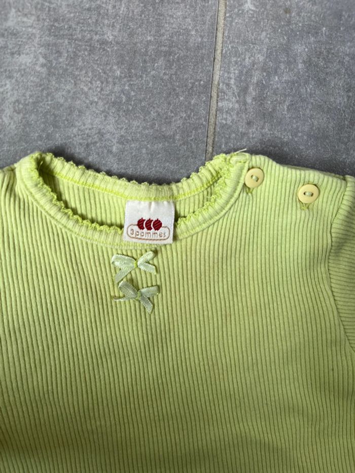 T-shirt vert fille 12 mois 3 Pommes - photo numéro 3
