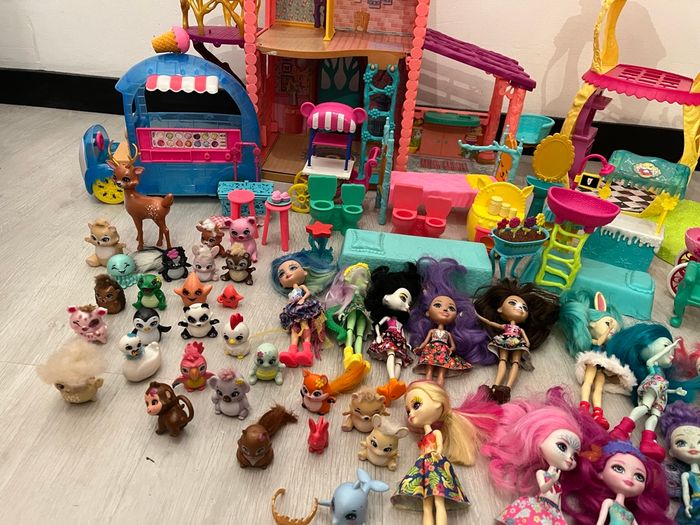 Grand lot Enchantimals – 25 poupées + 28 animaux + maisons & accessoires
