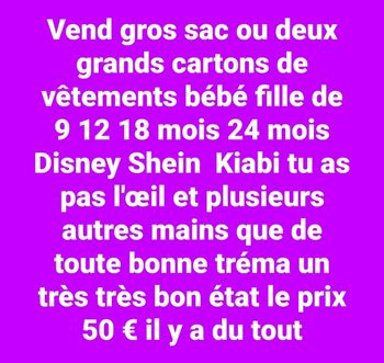 Gros sacs de vêtements bébé fille 