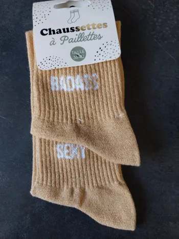 Chaussettes à paillettes Beige Badass Sexy
