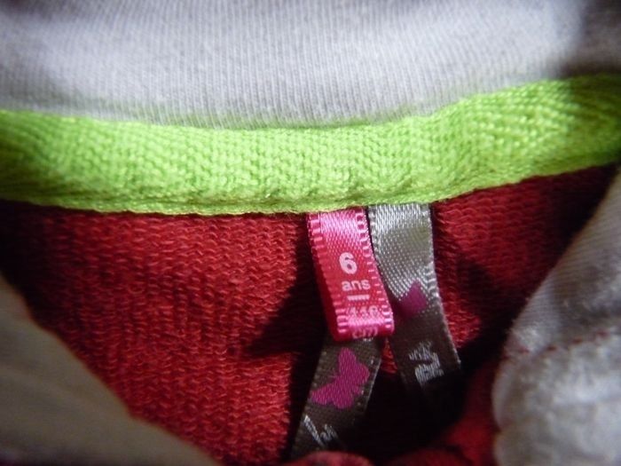 Veste sweat molleton rouge jaune blanc pois chic Orchestra 6 ans 116 cm fille - photo numéro 3