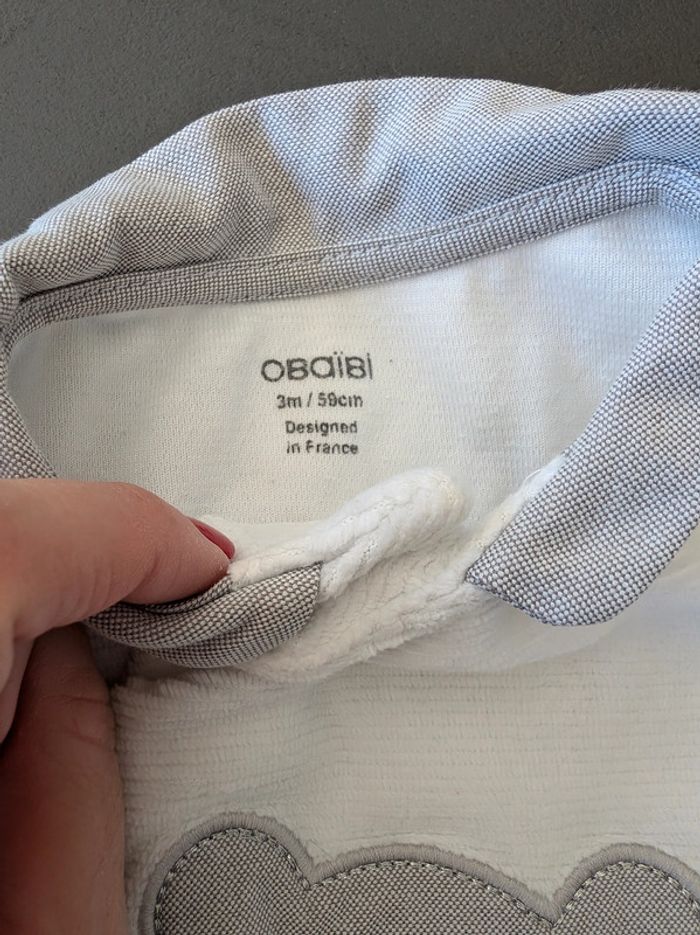 Pyjama blanc velours Okaïdi - Taille : 3 Mois - photo numéro 2
