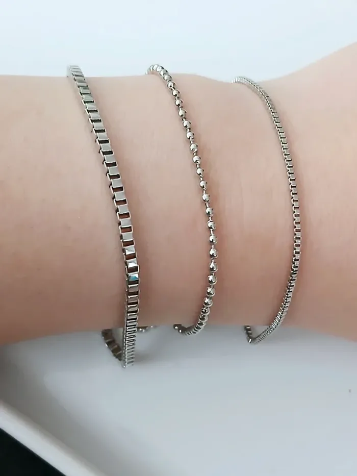 Lot 3 bracelets chaîne argentée tendance – style chic & moderne - photo numéro 3