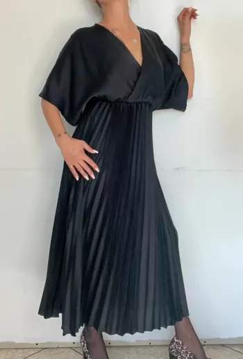 Robe longue noire plissée taille 2 - senes