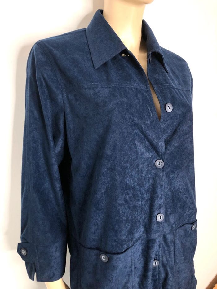 Très belle chemise style velour bleue nuit taille 40 (voir mesures) - photo numéro 5