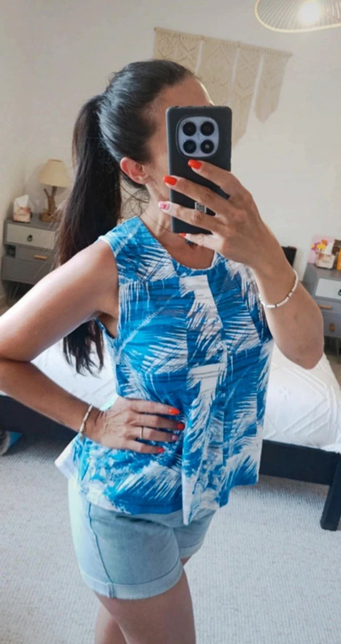 Top été débardeur Bimba Y Lola blanc et bleu M très léger, agréable à porter - photo numéro 4